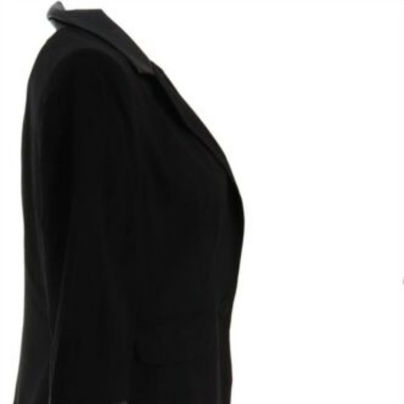 NWT G.I.L.I. NOIR BLACK FAUX LEATHER TRIM BLAZER 0 - Picture 4 of 9